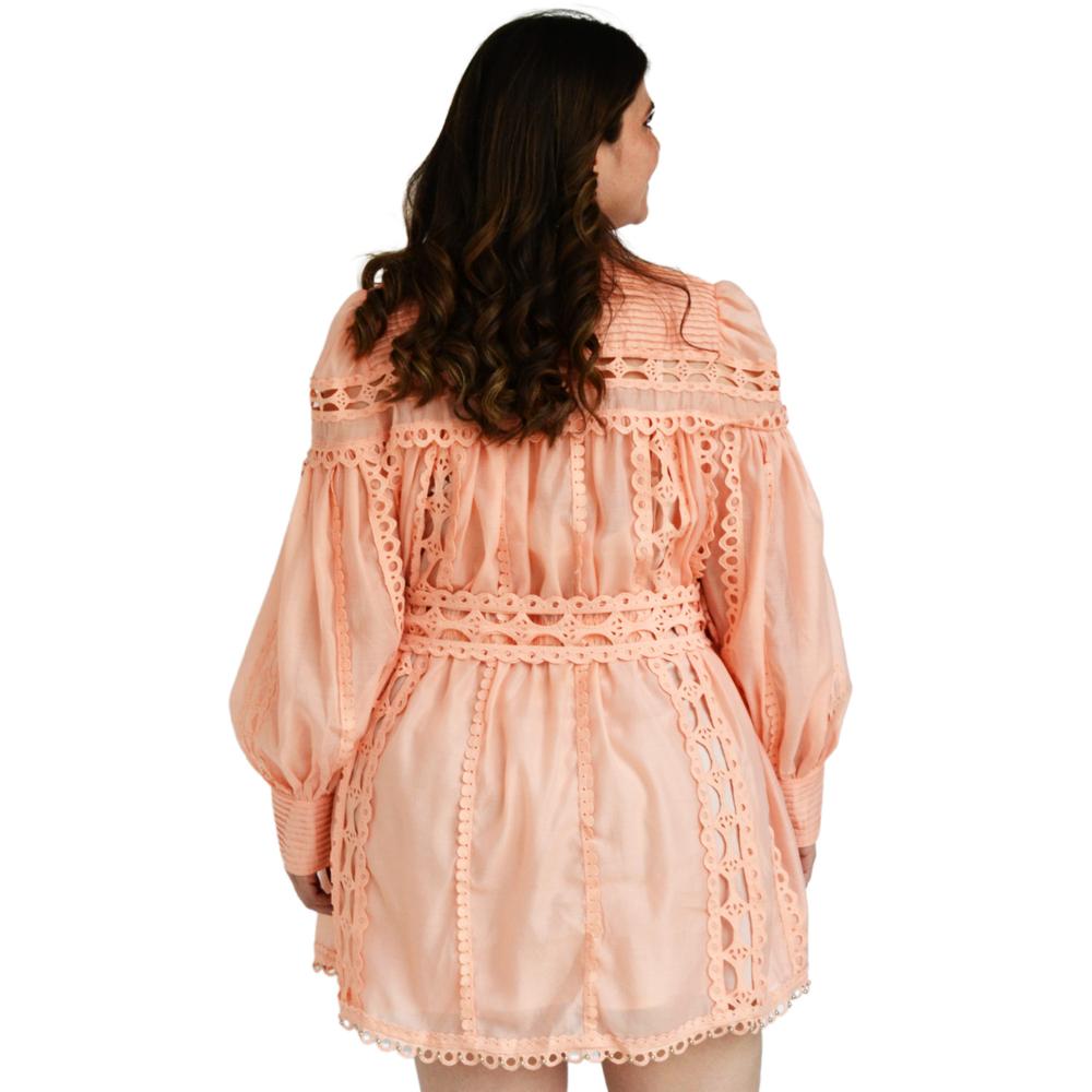 Vestido de chiffon Tallas Extras, 51807 (Durazno)