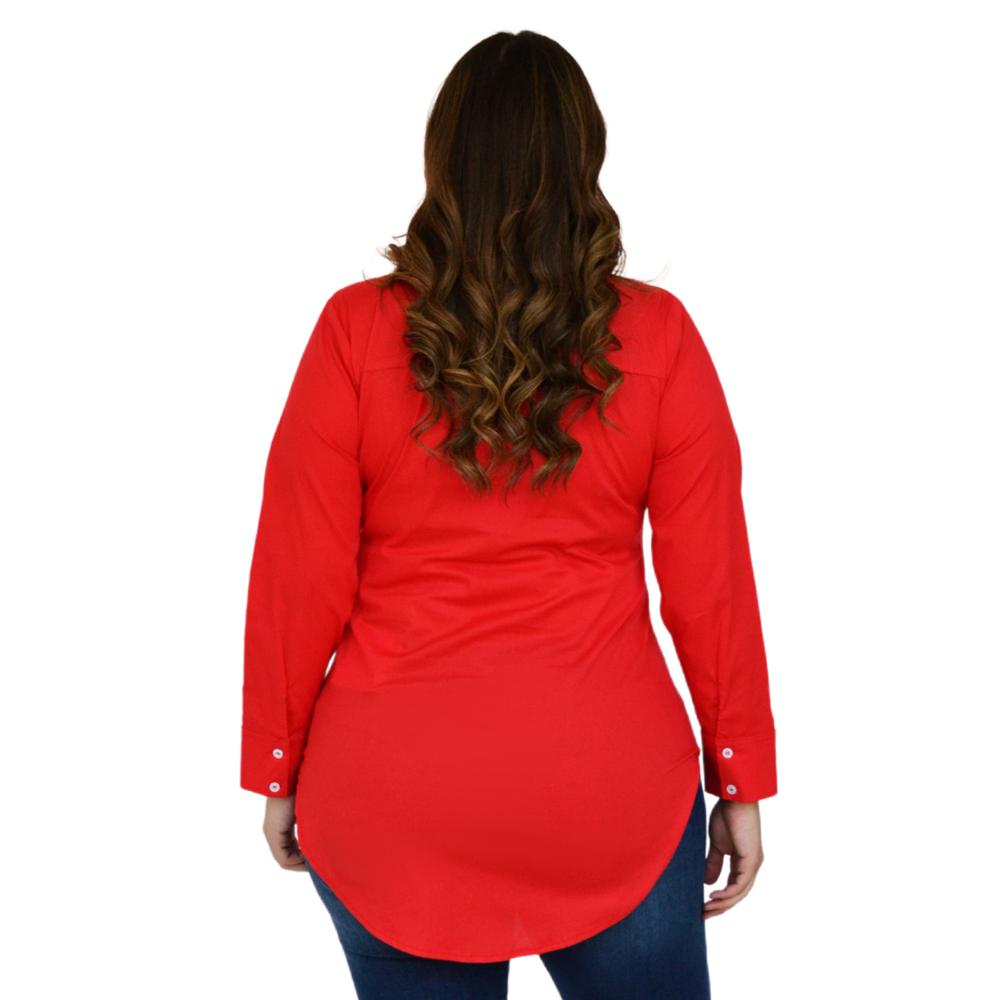 Camisa entallada Roman Fashion/Tallas Extras, 9512 (Rojo)