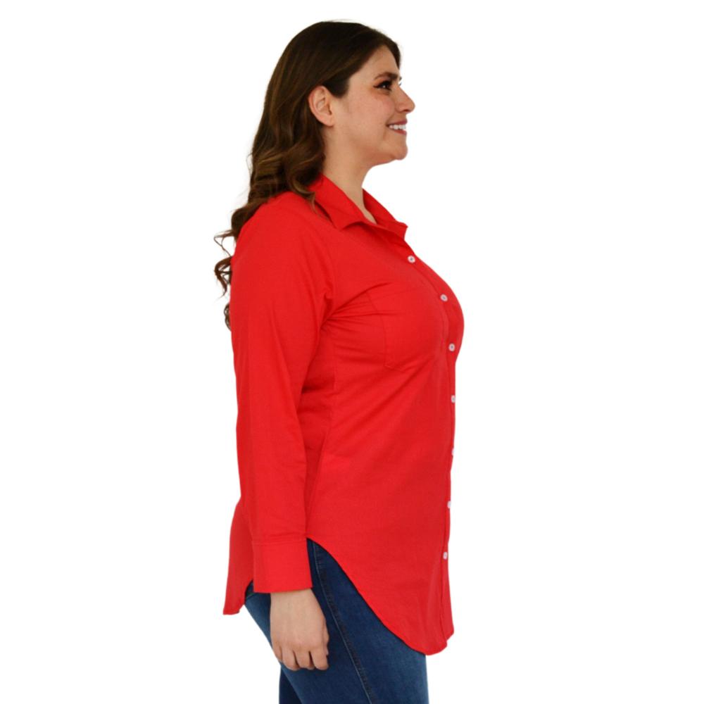 Camisa entallada Roman Fashion/Tallas Extras, 9512 (Rojo)