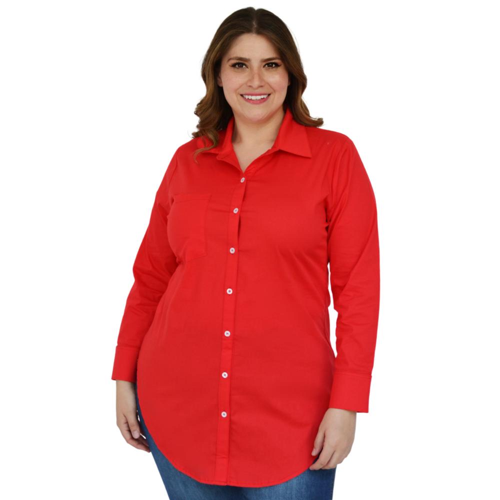Camisa entallada Roman Fashion/Tallas Extras, 9512 (Rojo)