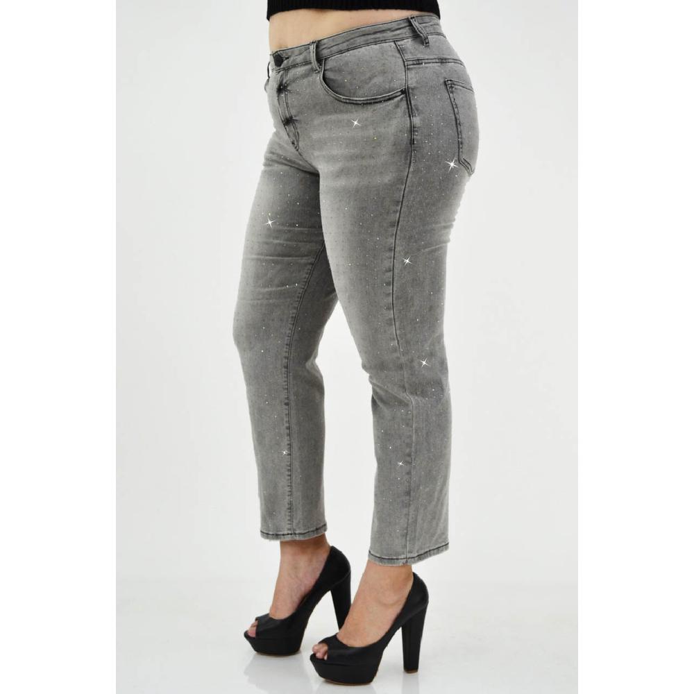 Mom jeans con brillo /Tallas Extras, 241 (Gris con brillos)