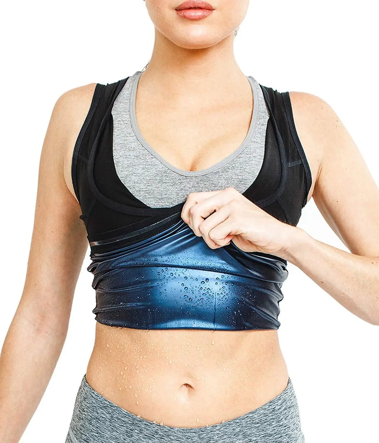 Chaleco neopreno sauna negro mujer entrenador adelgazantes ropa moldeadora ropa gym quemar grasa