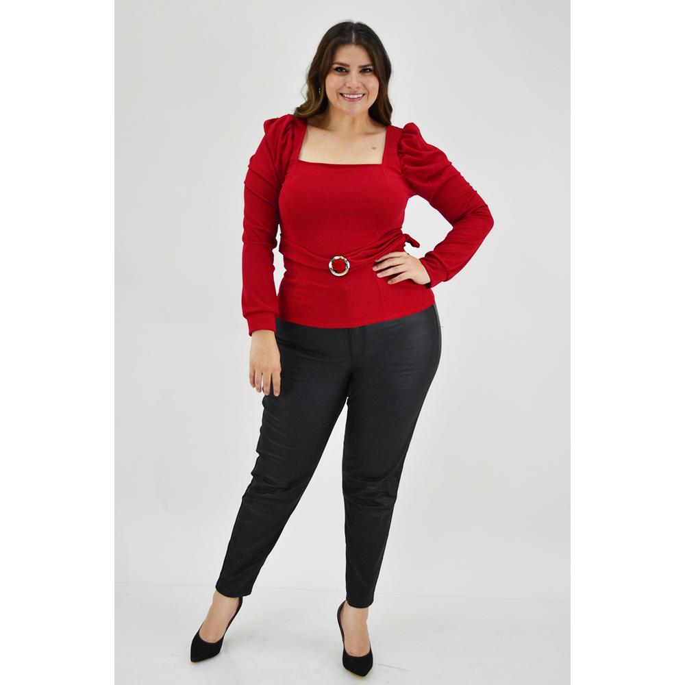 Blusa escote cuadrado Roman Fashion /Tallas Extras, 1849 (Rojo)