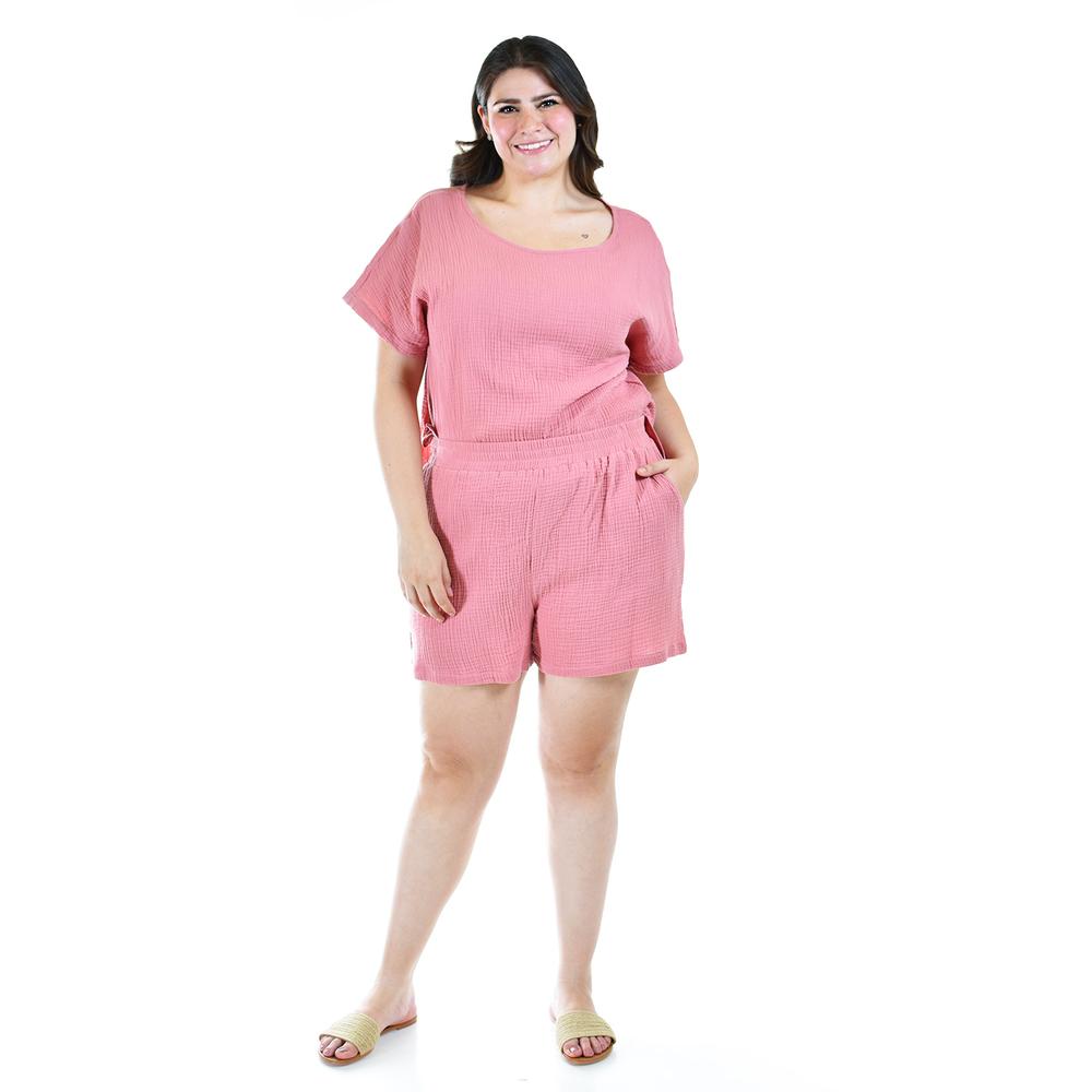 Set de algodon 2 piezas Roman Fashion /Tallas Extras, 008 (Rosa)