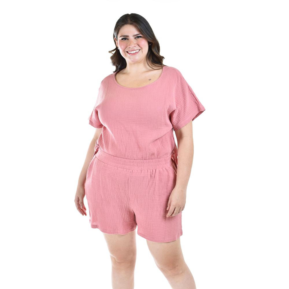 Set de algodon 2 piezas Roman Fashion /Tallas Extras, 008 (Rosa)