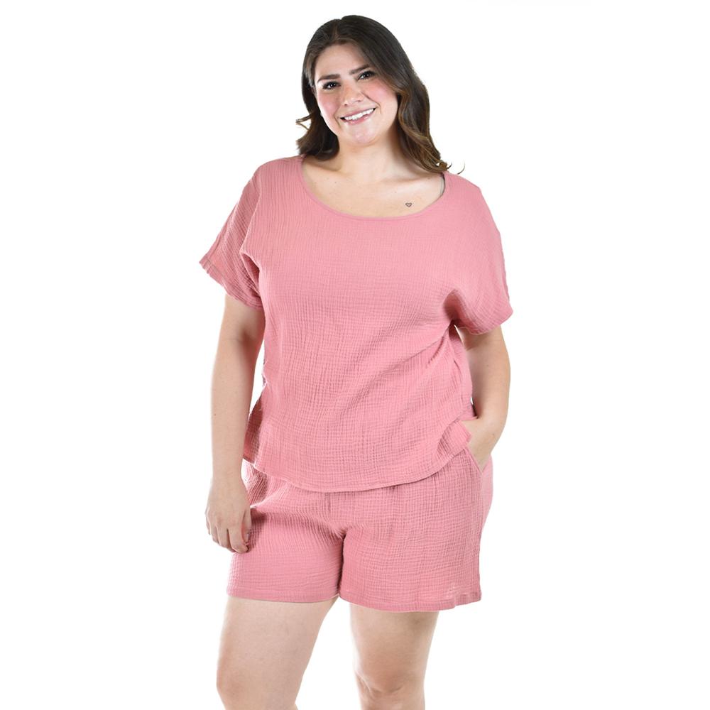 Set de algodon 2 piezas Roman Fashion /Tallas Extras, 008 (Rosa)