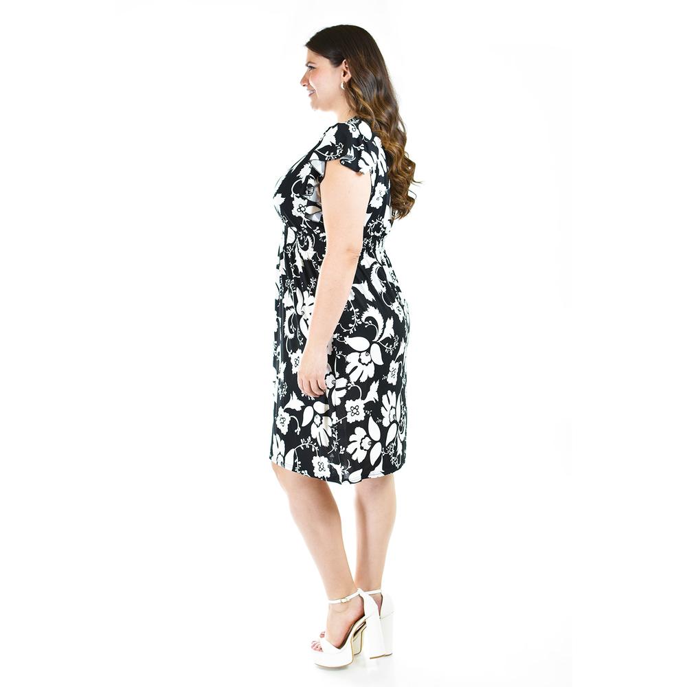 Vestido flores Roman Fashion /Tallas Extras, 8867-14 (Negro flor)