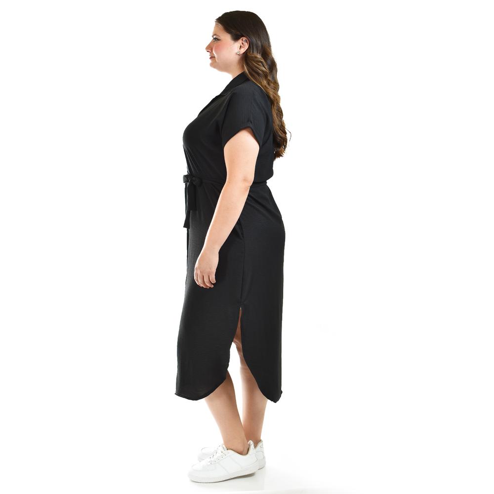 Vestido camisero Roman Fashion /Tallas Extras, 2137 (Negro)