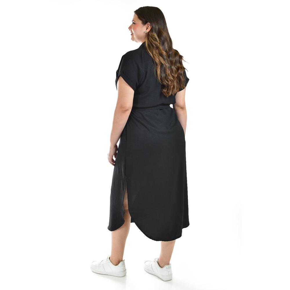 Vestido camisero Roman Fashion /Tallas Extras, 2137 (Negro)