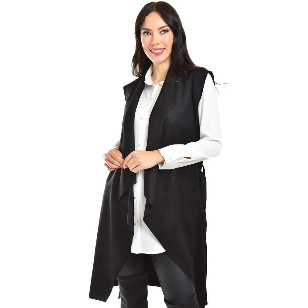Chaleco asimetrico tipo gamuza Romann Fashion /Juvenil, 2180 (Negro)