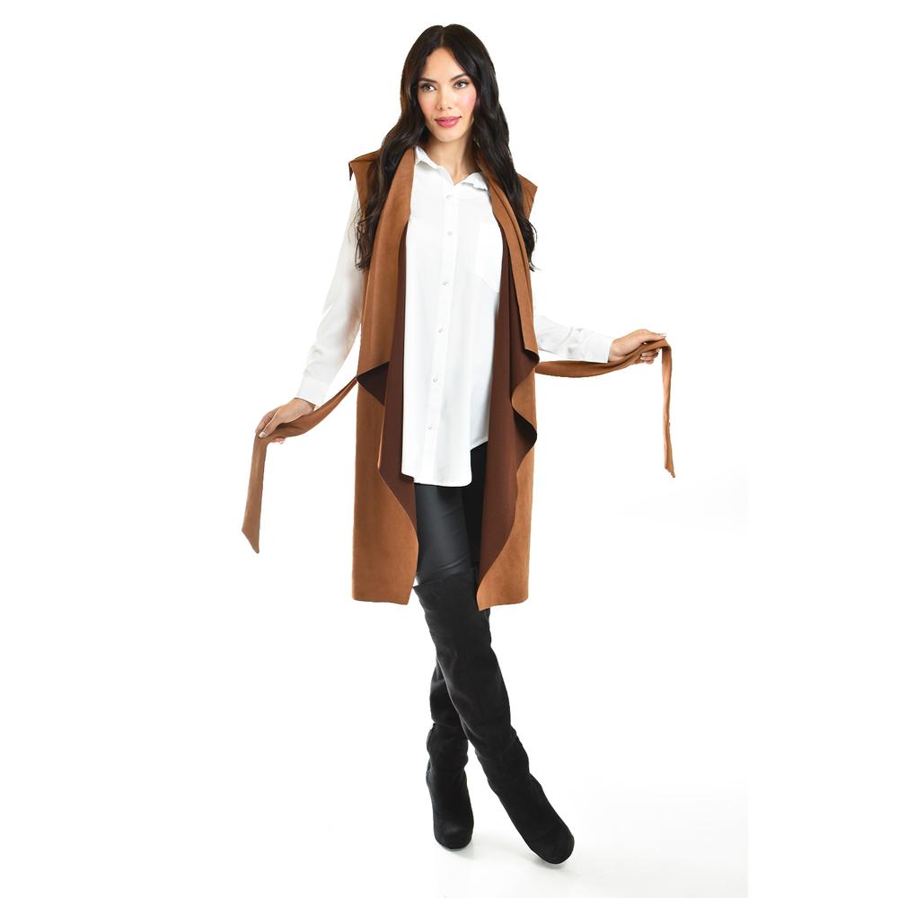 Chaleco asimetrico tipo gamuza Romann Fashion /Juvenil, 2180 (Cafe)
