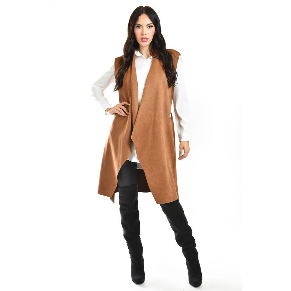 Chaleco asimetrico tipo gamuza Romann Fashion /Juvenil, 2180 (Cafe)