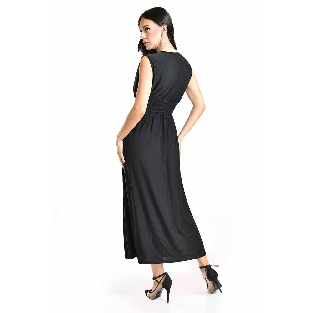 Vestido largo cintura smock Roman Fashion / Juvenil, 8801-SO (Negro)