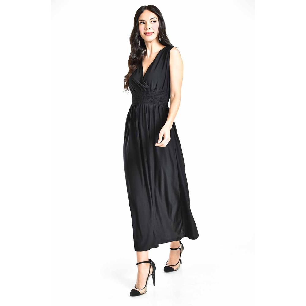 Vestido largo cintura smock Roman Fashion / Juvenil, 8801-SO (Negro)