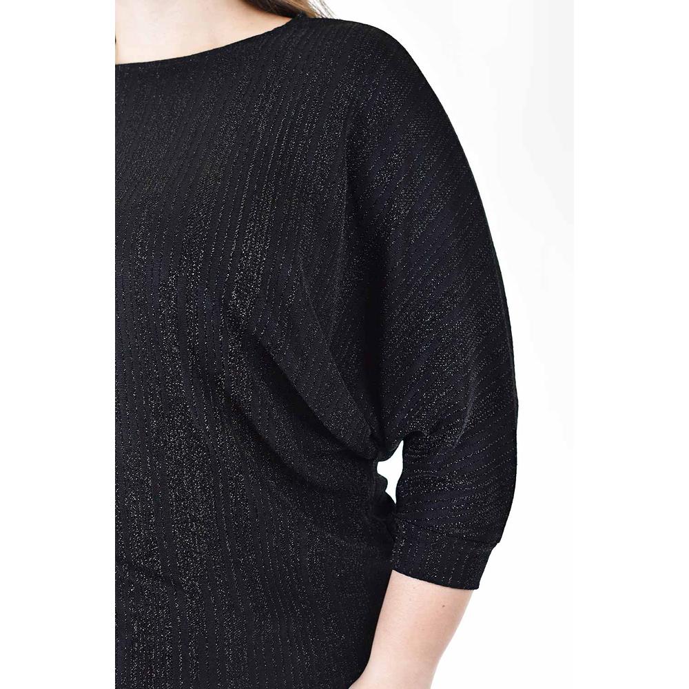 Blusa de hilos brillantes Roman Fashion /Tallas Extras, 5108 (Negro)