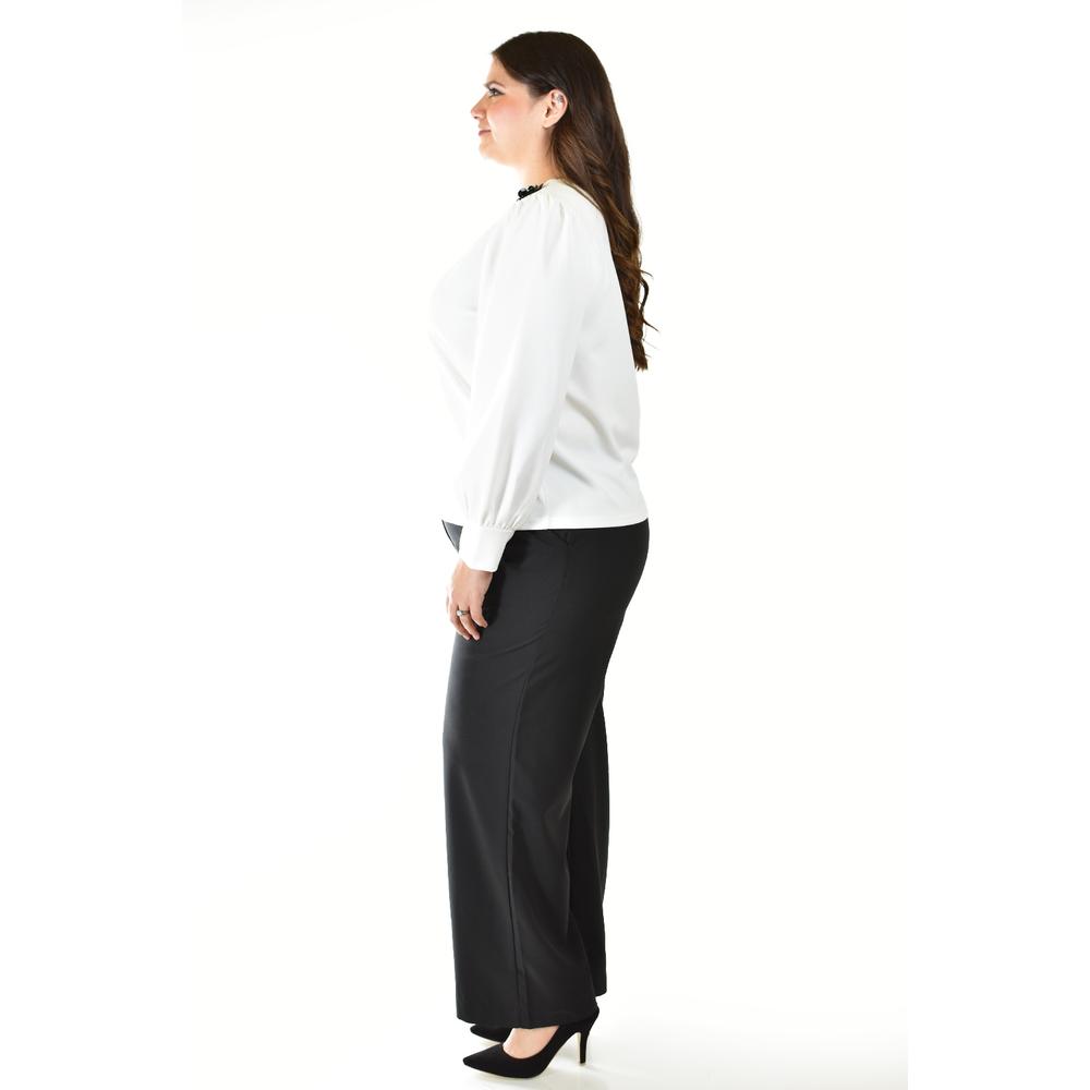 Blusa con detalle de flor en hombro Roman Fashion /Tallas Extras, 5106 (Blanco)