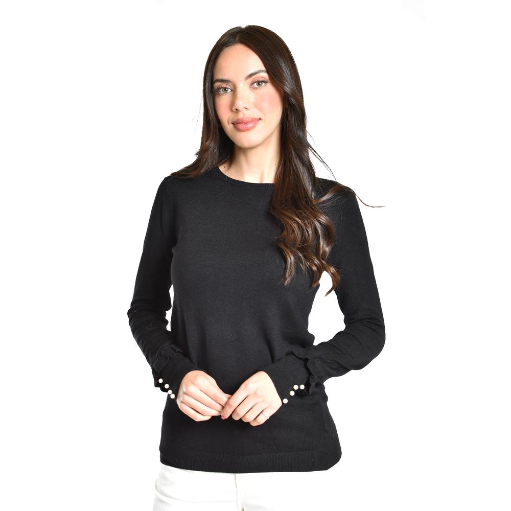 Sueter manga con perlas Roman Fashion /Juvenil, 9258 (Negro)