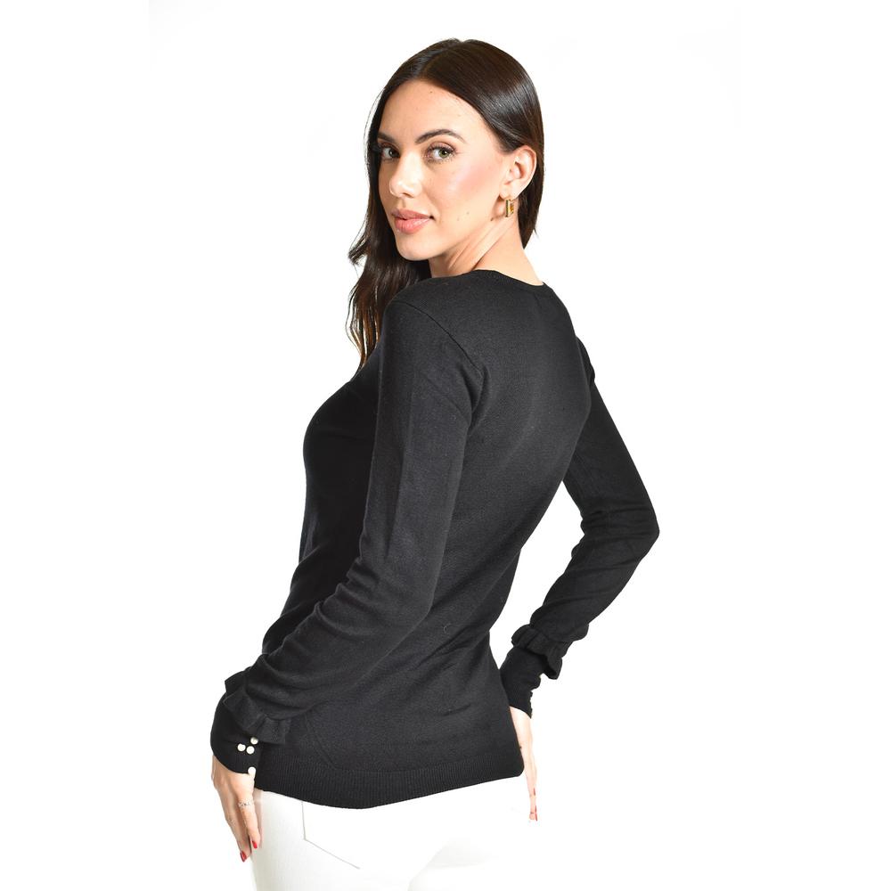 Sueter manga con perlas Roman Fashion /Juvenil, 9258 (Negro)