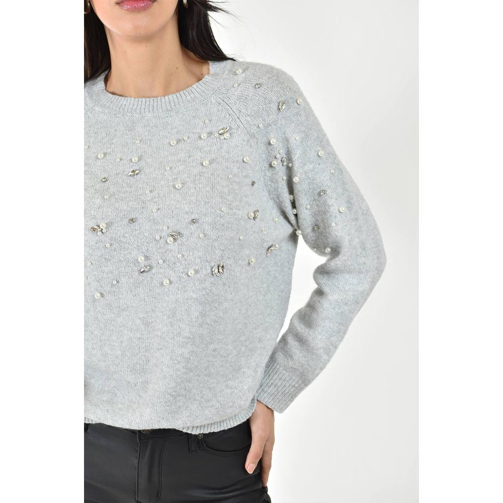 Sueter con pedreria y perlas Roman Fashion /Juvenil, 4003 (Gris)