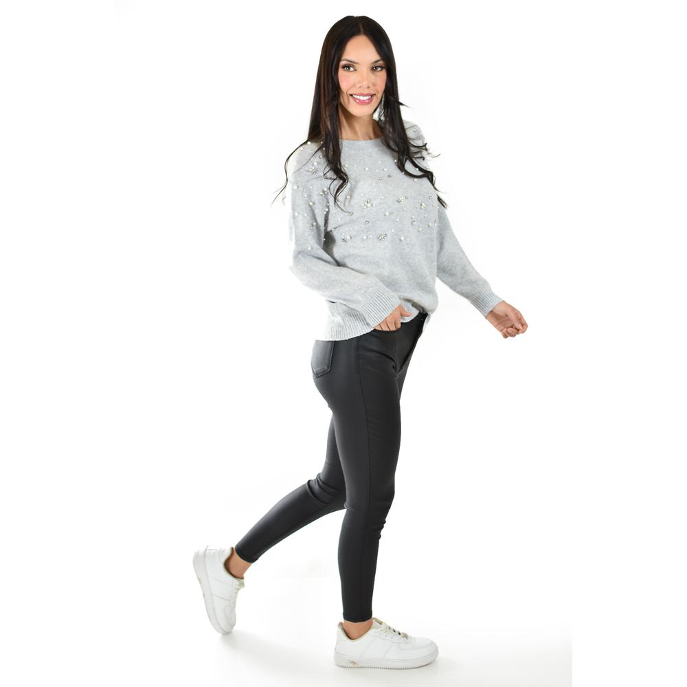 Sueter con pedreria y perlas Roman Fashion /Juvenil, 4003 (Gris)