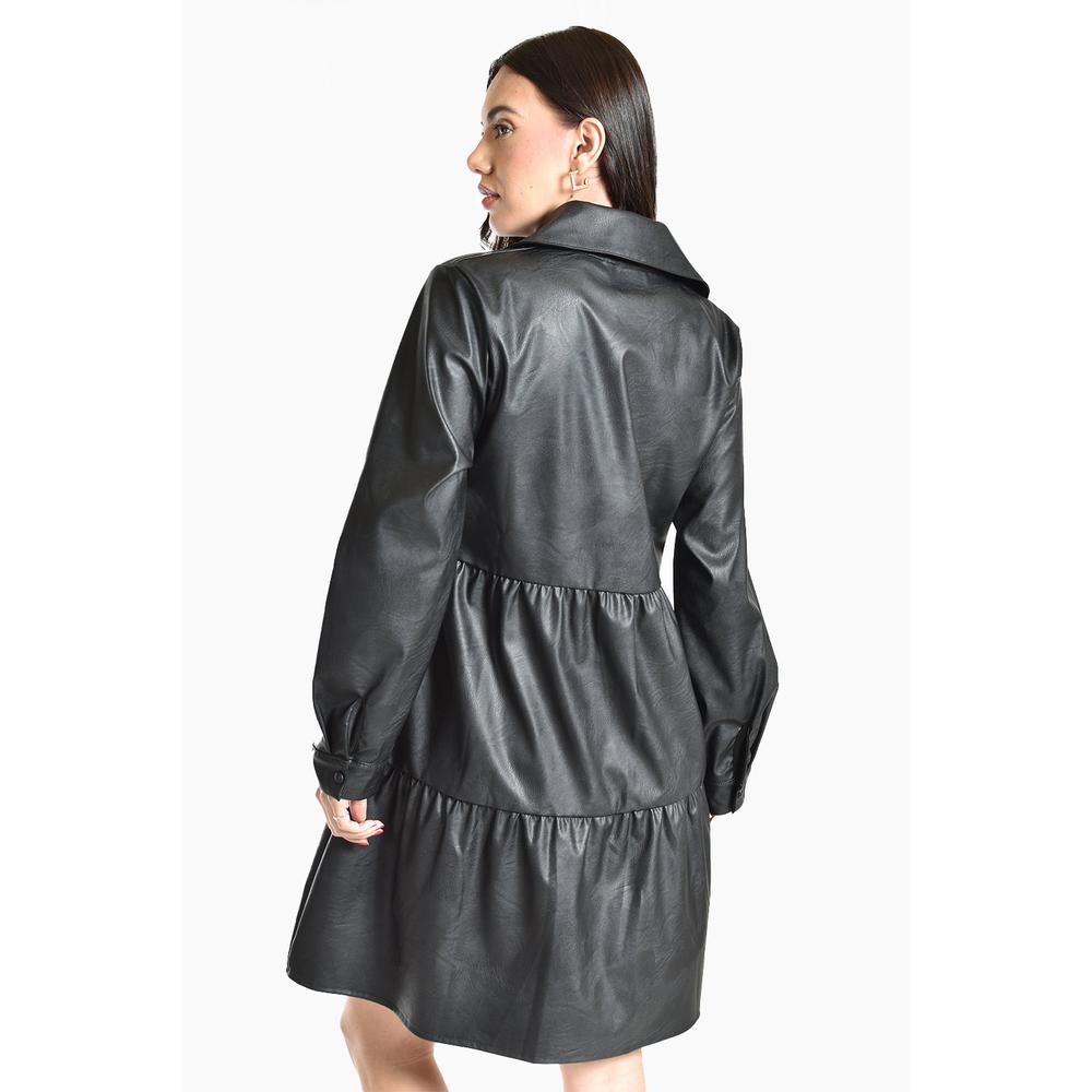 Vestido de piel sintetica Roman Fashion /Juvenil, 117 (Negro)