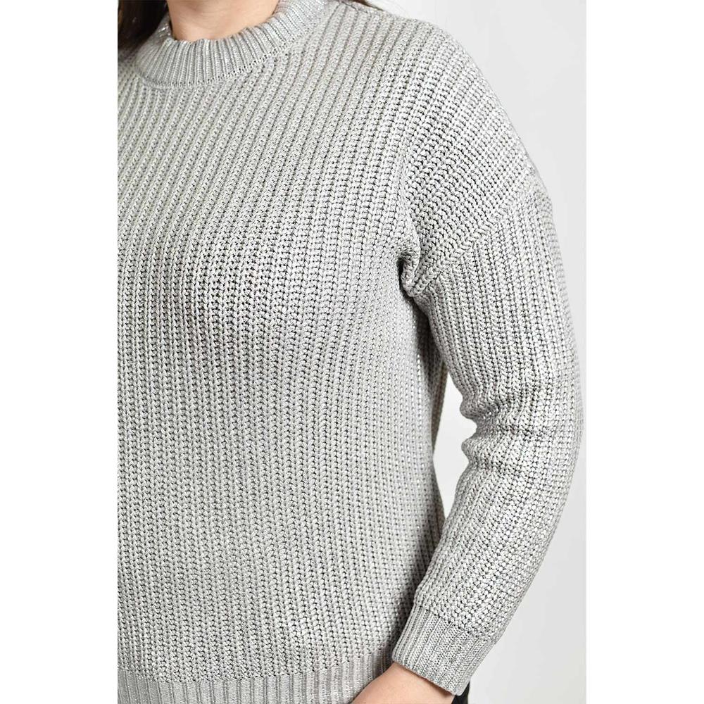 Sueter efecto metalico Roman Fashion /Tallas Extras, 4007 (Plateado)