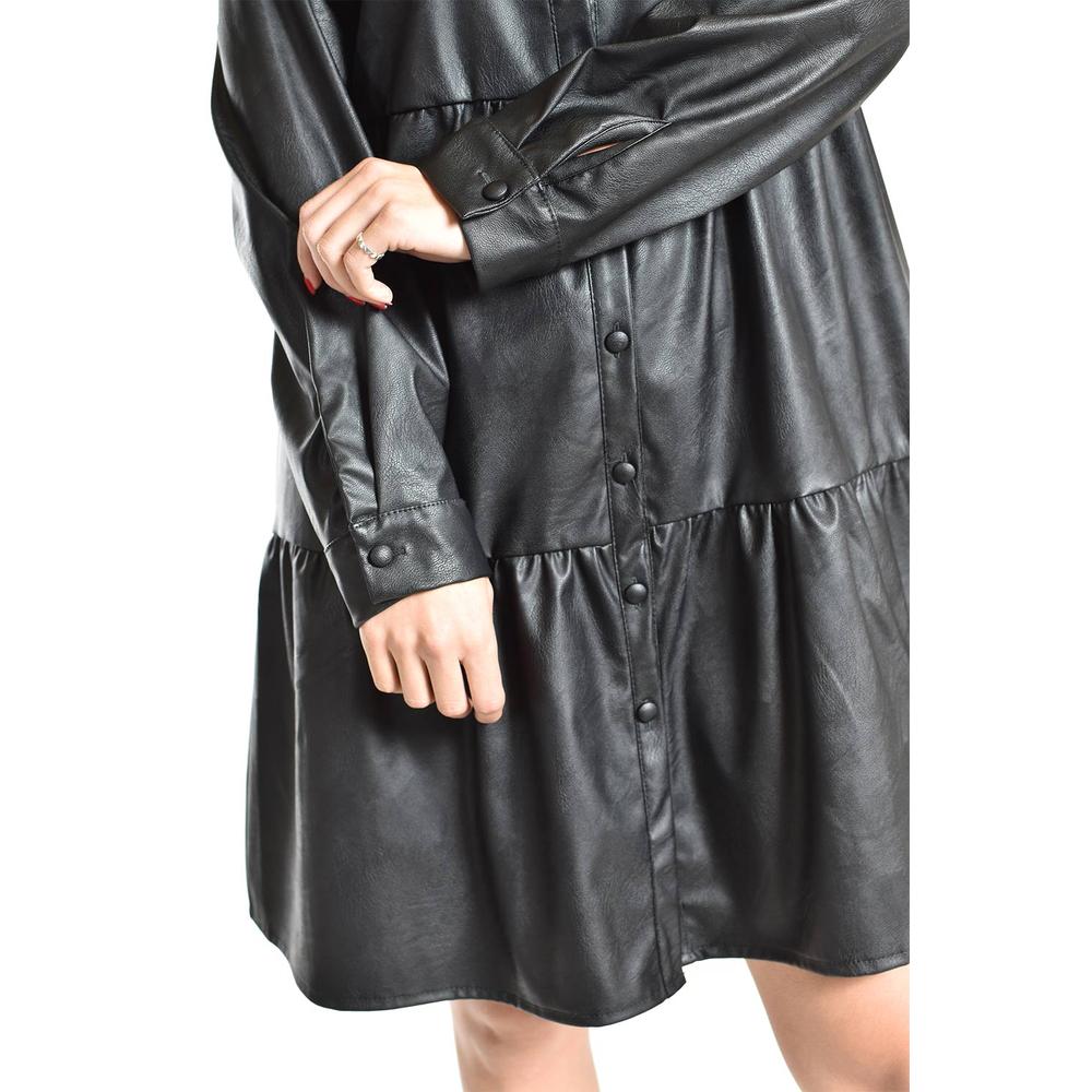 Vestido de piel sintetica Roman Fashion /Juvenil, 117 (Negro)