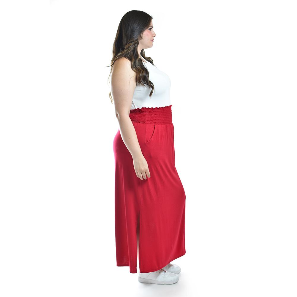 Maxi falda cintura smock Roman Fashion /Tallas Extras, 8300 (Rojo)