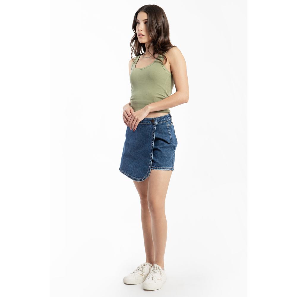Short falda asimetrico /Juvenil, 6969 (Mezclilla tono medio)