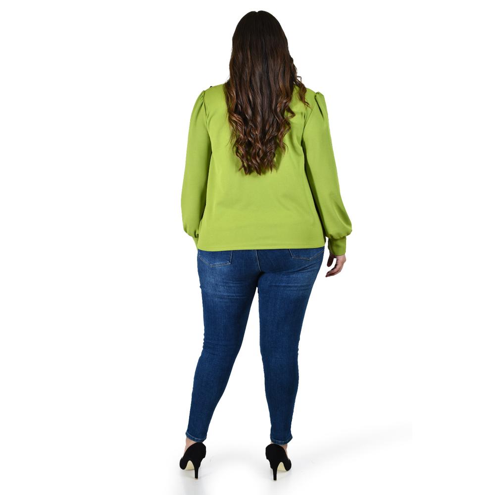 Blusa con detalle de flor en hombro Roman Fashion /Tallas Extras, 5106 (Verde)