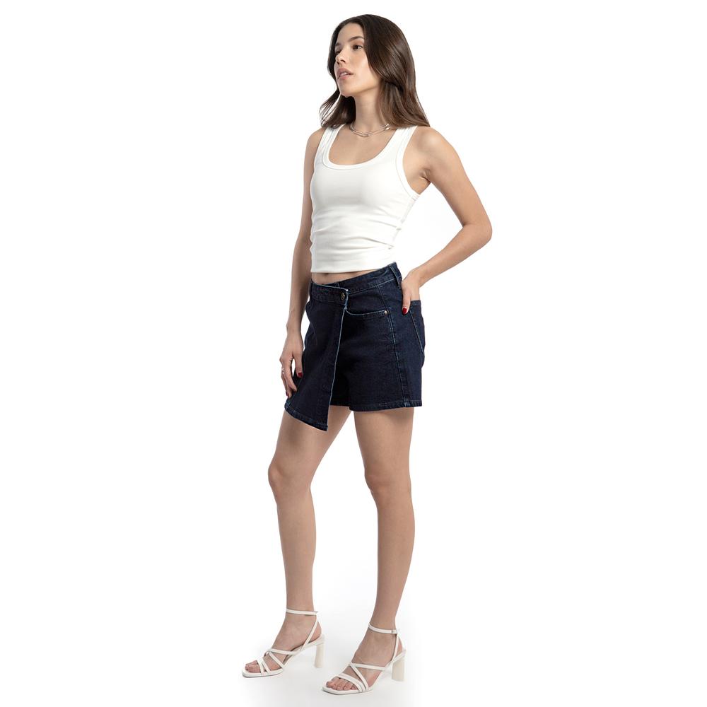 Short falda asimetrico /Juvenil, 6975 (Mezclilla tono oscuro)