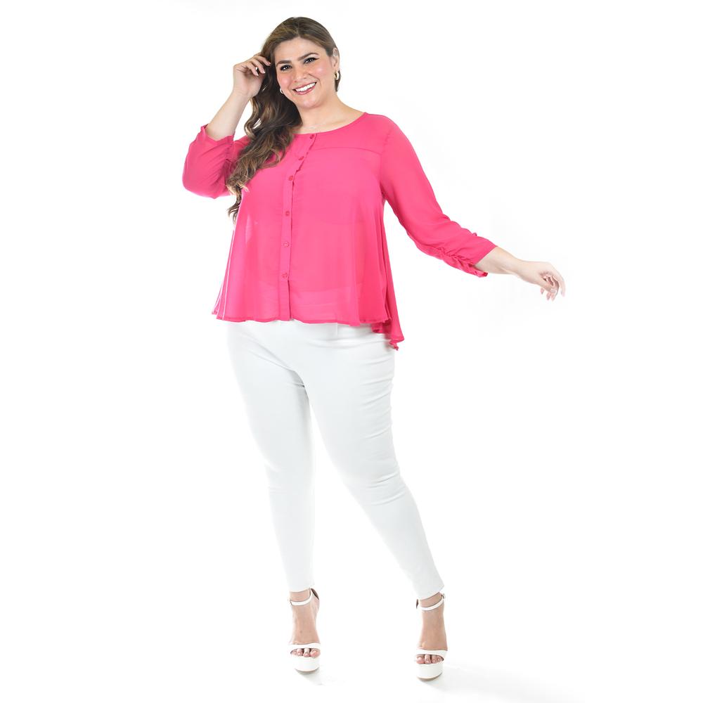Blusa con abertura en espalda Roman Fashion /Talllas Extras, 8035 (Fiusha)