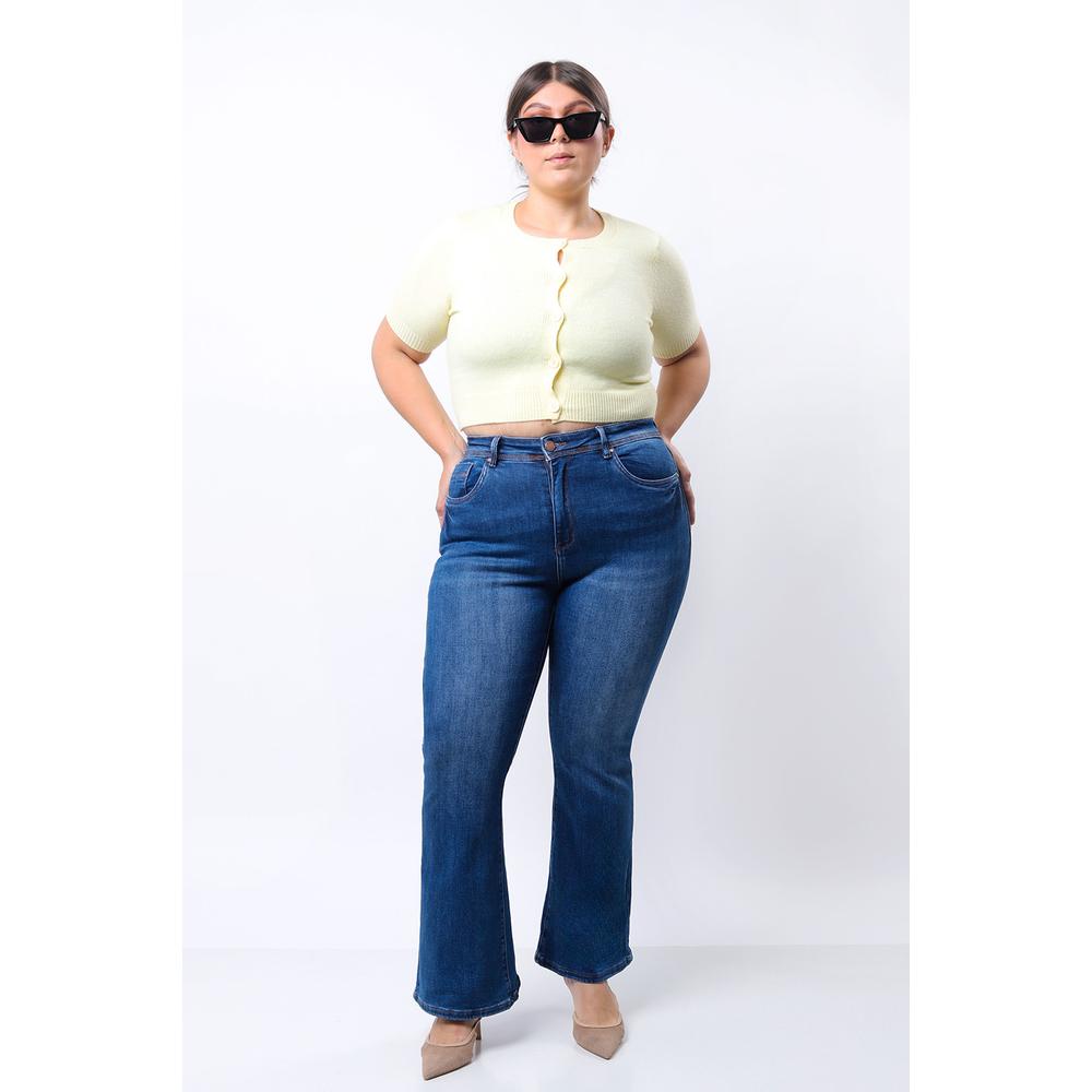 Jeans acampanado Tallas Extras, 1639 (Azul Medio)