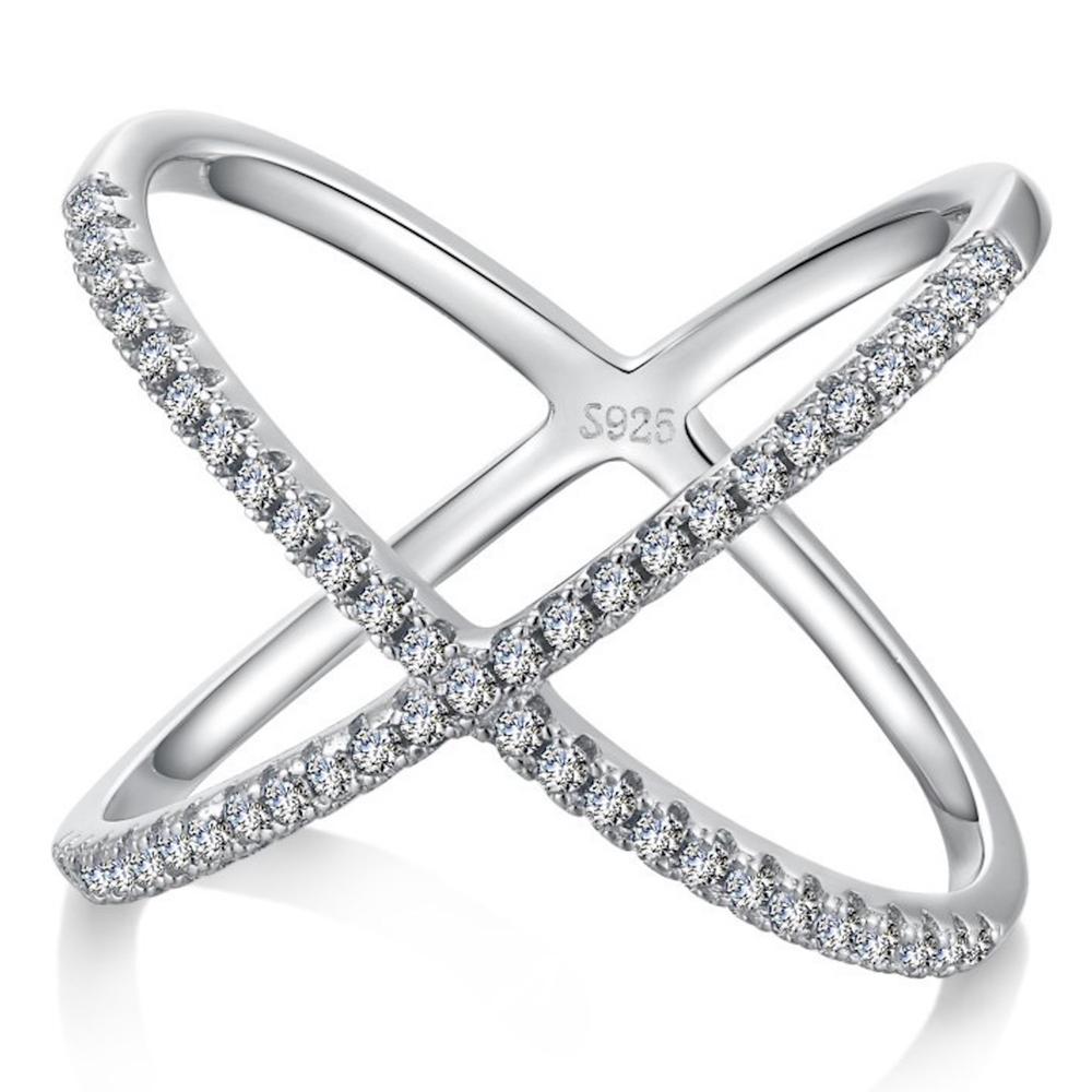 Anillo de Plata 925 Transparente Zirconias Cruz