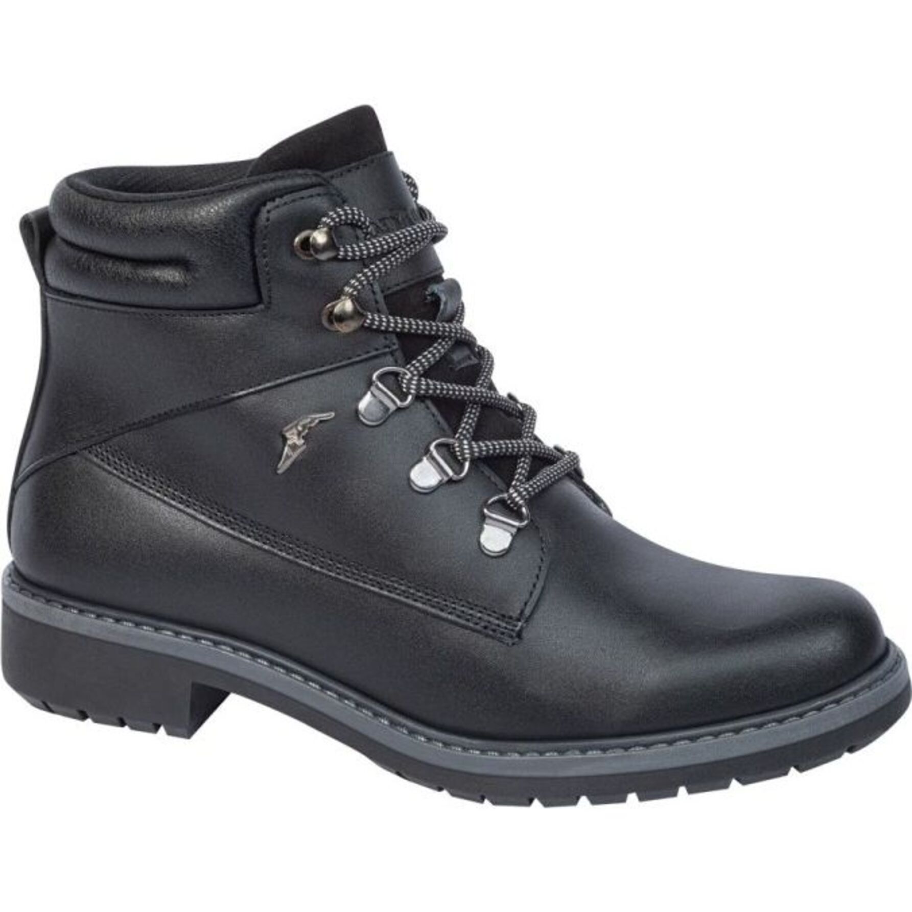 Botas para mujer, tipo hiker, de piel, con suela antiderrapante y cordones, acabado napa, marca Goodyear, color negro, mod. 1178173