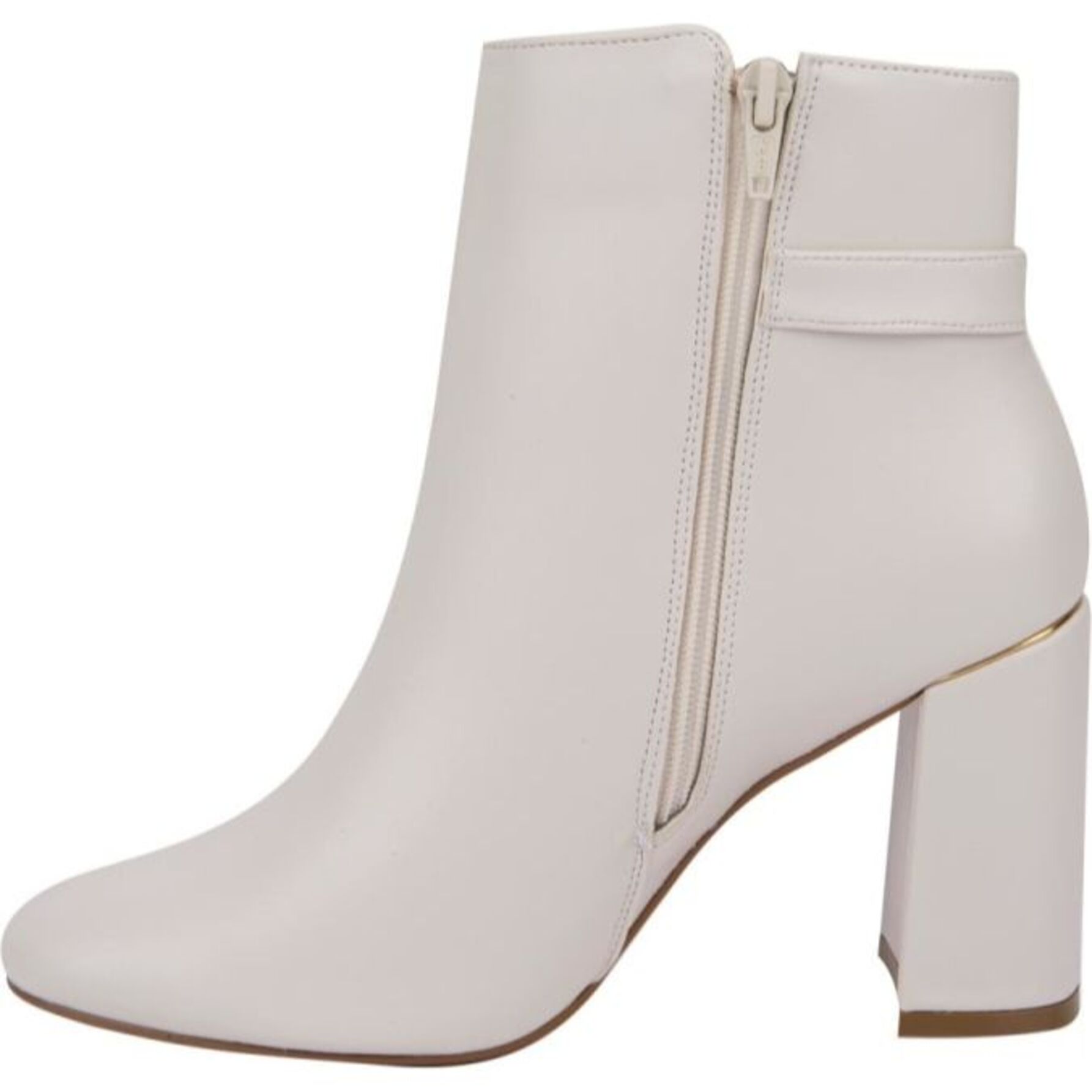 Botas para mujer, con tacón alto y grueso, acabado napa y hebilla de adorno, marca Yaeli Fashion, color beige, mod. 1179330