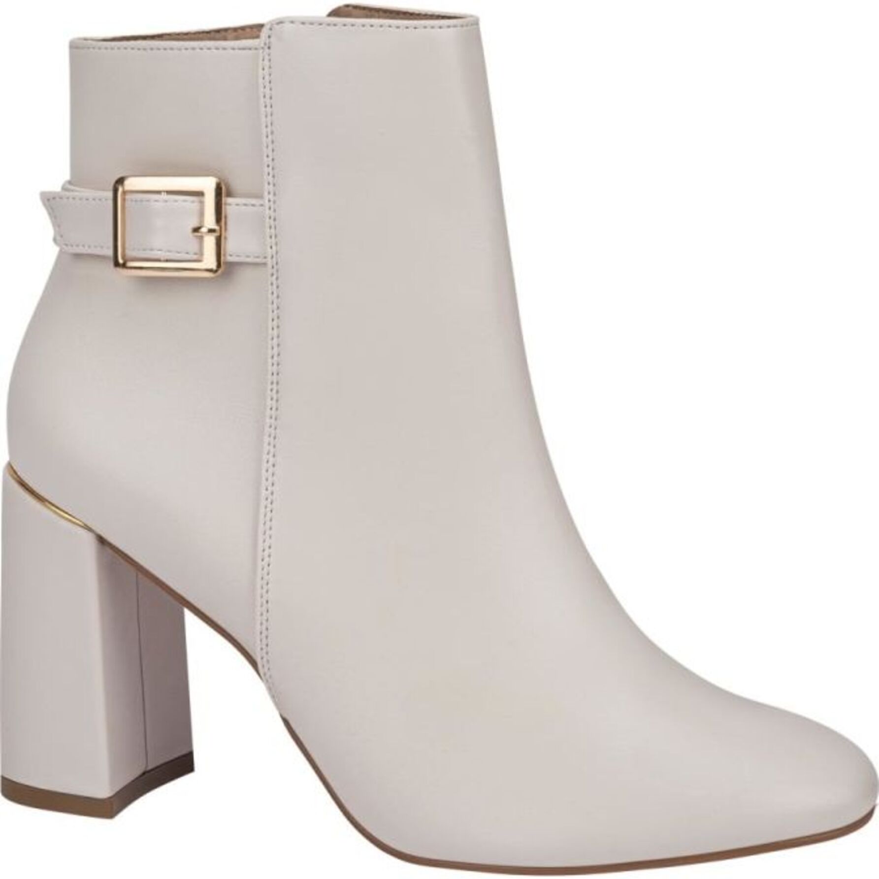 Botas para mujer, con tacón alto y grueso, acabado napa y hebilla de adorno, marca Yaeli Fashion, color beige, mod. 1179330