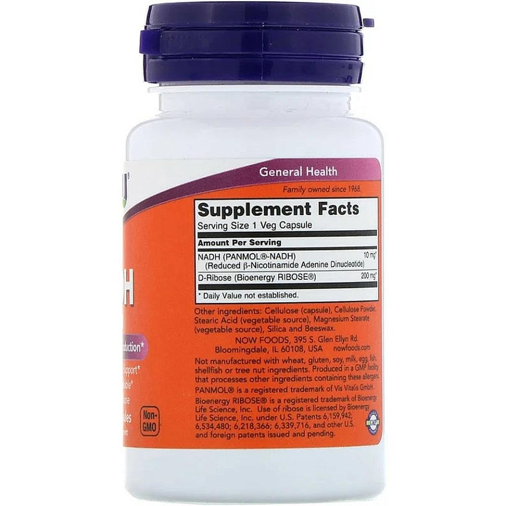Nicotamida Adenina Dinuclético Now Nadh 10 mg 60 Cápsulas