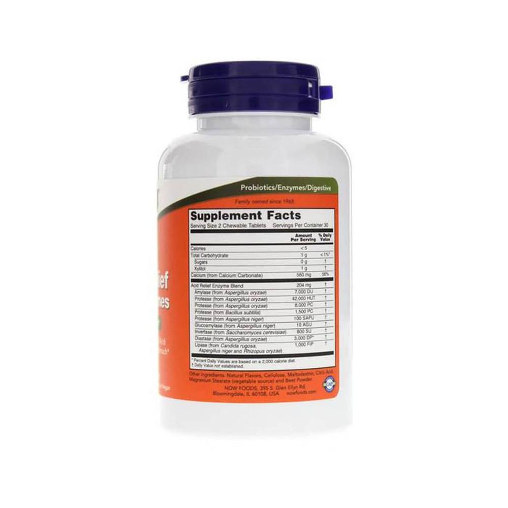 Antiácidos estomacales y enzimas digestivas Now 60 Capsulas