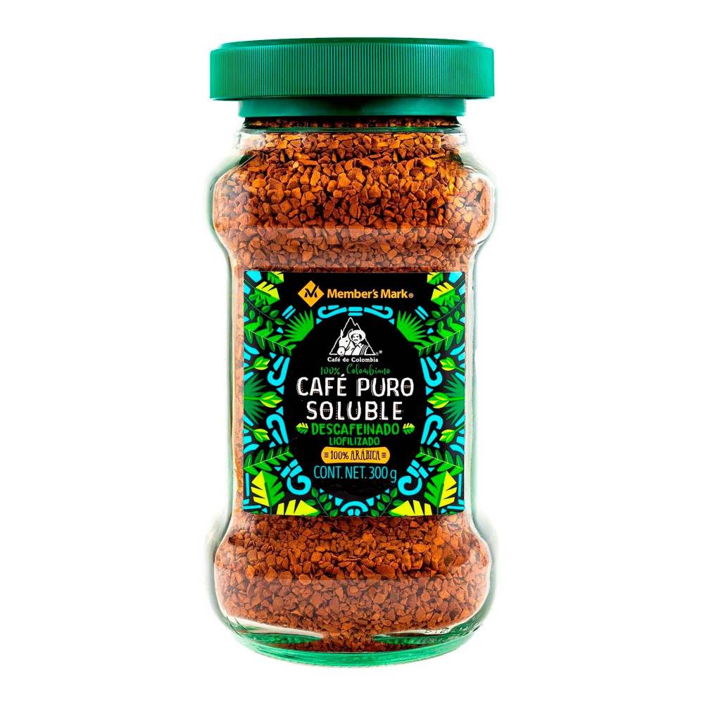 Cafe Descafeinado Soluble, Colombiano Gourmet Liofilizado, 100% Arabico y Kosher, Premium 300g