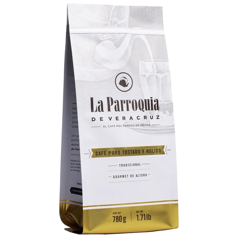 Cafe La Parroquia De Veracruz, 780 g, Molido, Tostado y Tradicional, Gourmet Puro 100%, Cuerpo Completo