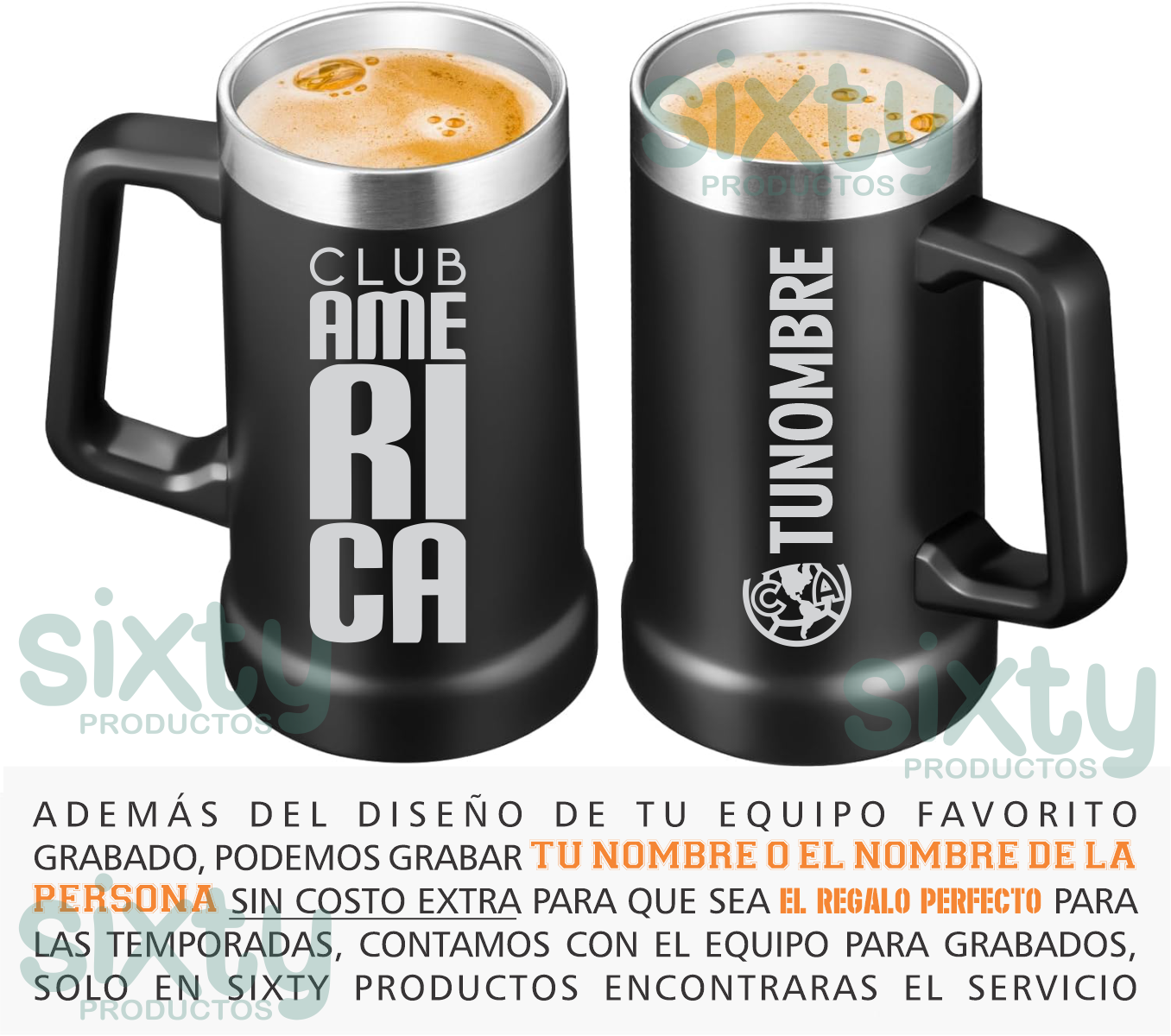 Tarro metalico para cerveza acero inoxidable 710 ml Club America Liga MX Azul