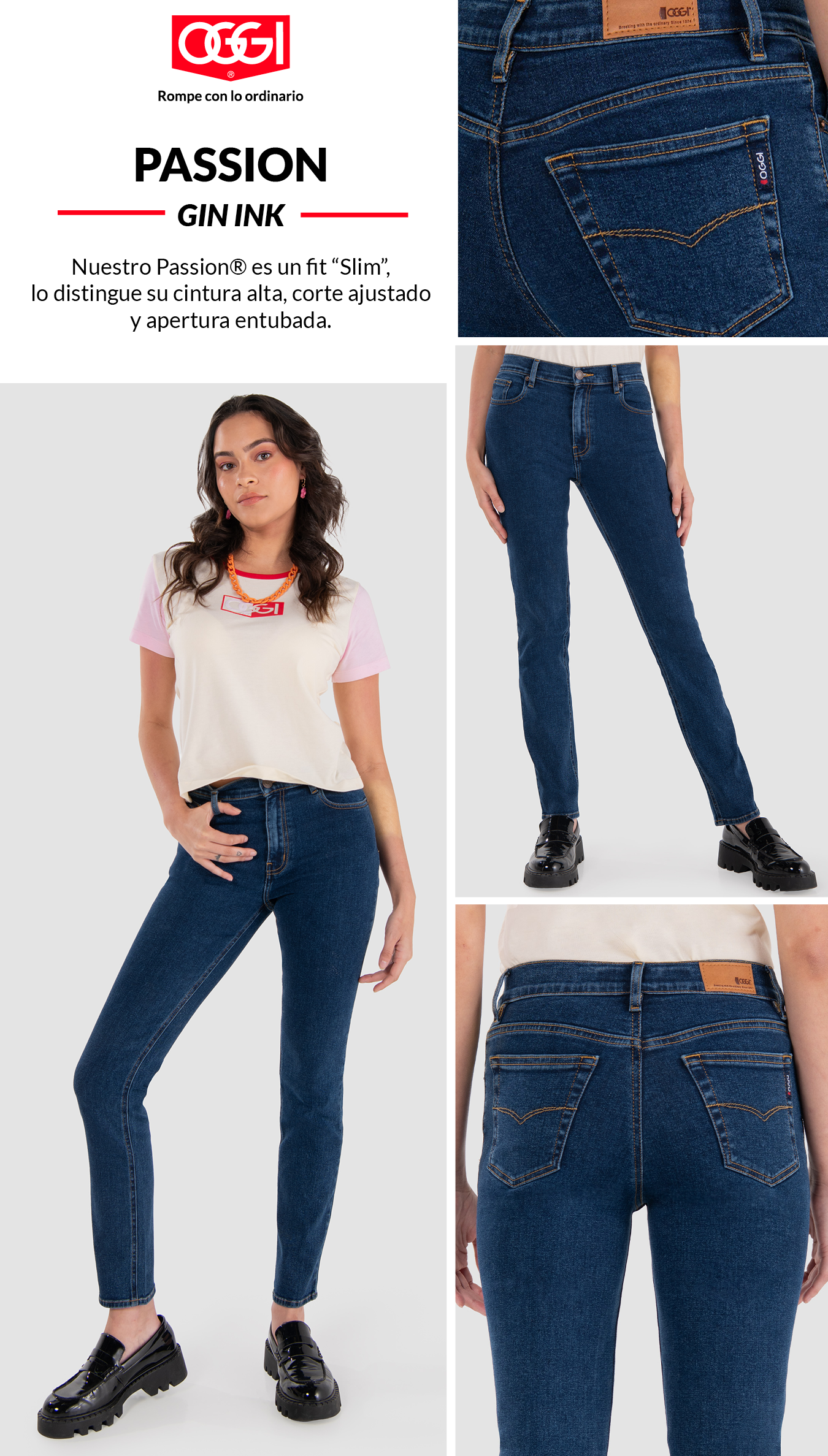 Oggi Jeans Para Mujer Cintura Alta Slim Oggi Passion Ink.