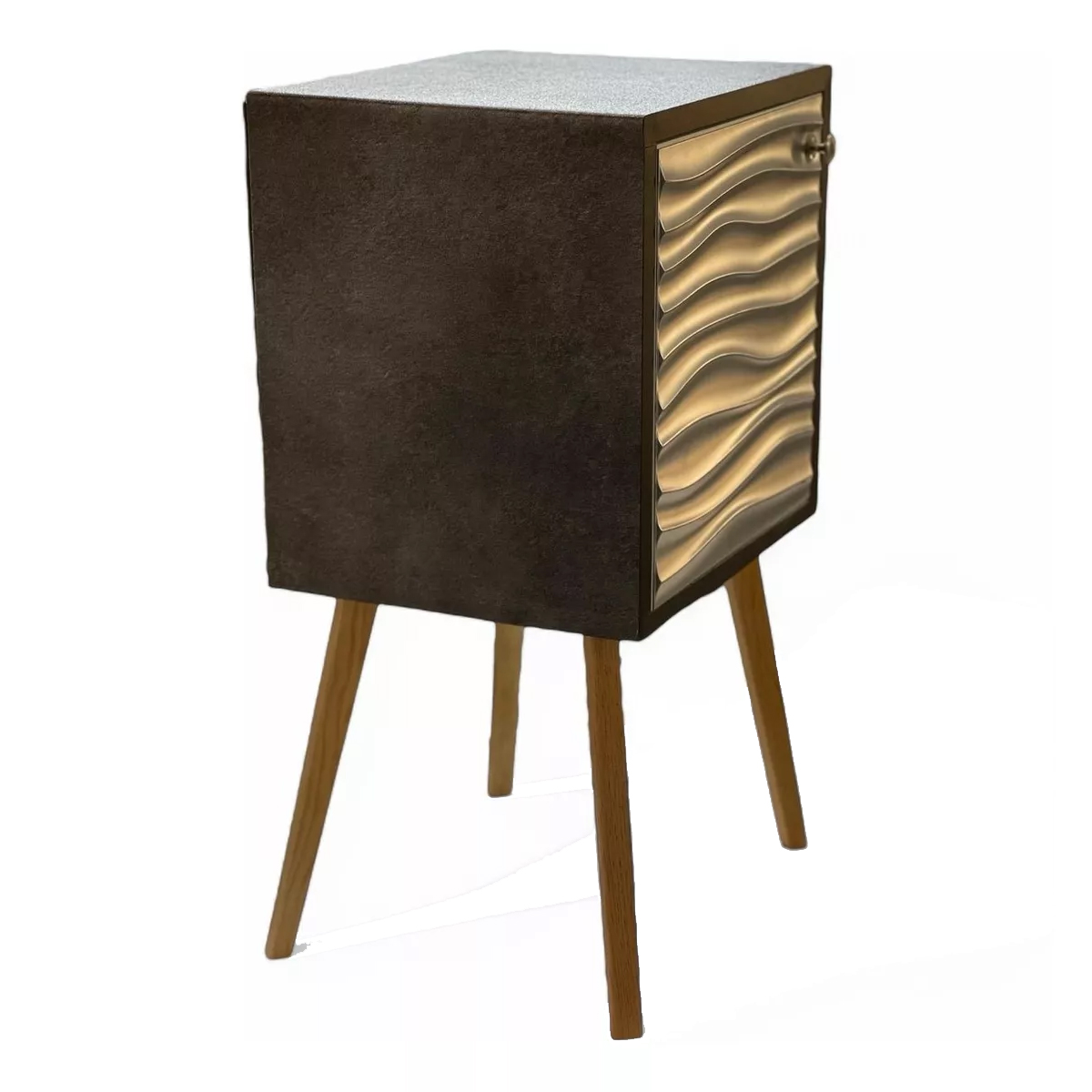 Buro Minimalista Mesa De Noche Luz Led Mdf Recámara Organizador PLATA