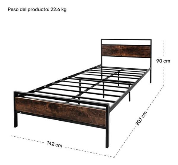 Recamara Matrimonial Colchon Memory Foam Cama Acero Moderna Houzer