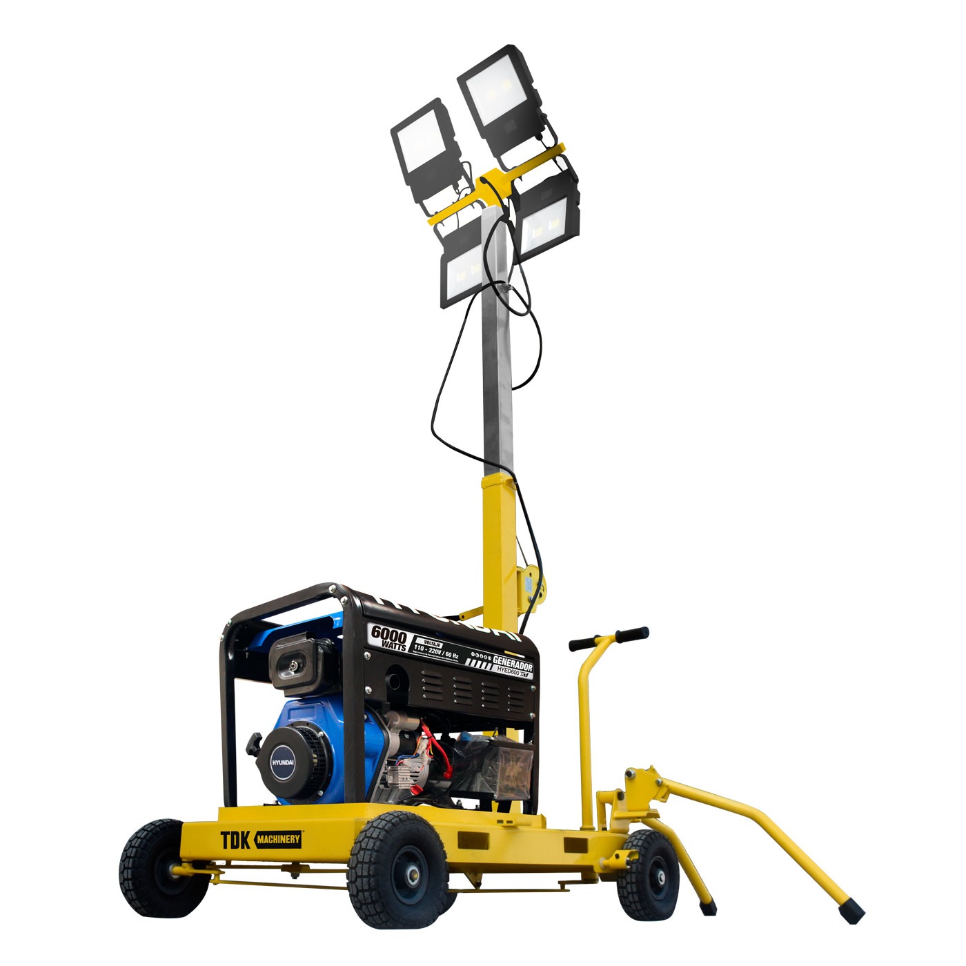 Torre De Luz Tdk Machinery Lámpara Led 4x100w C/Generador Diesel Hyundai Hyed600xt - TDKTL6100D
