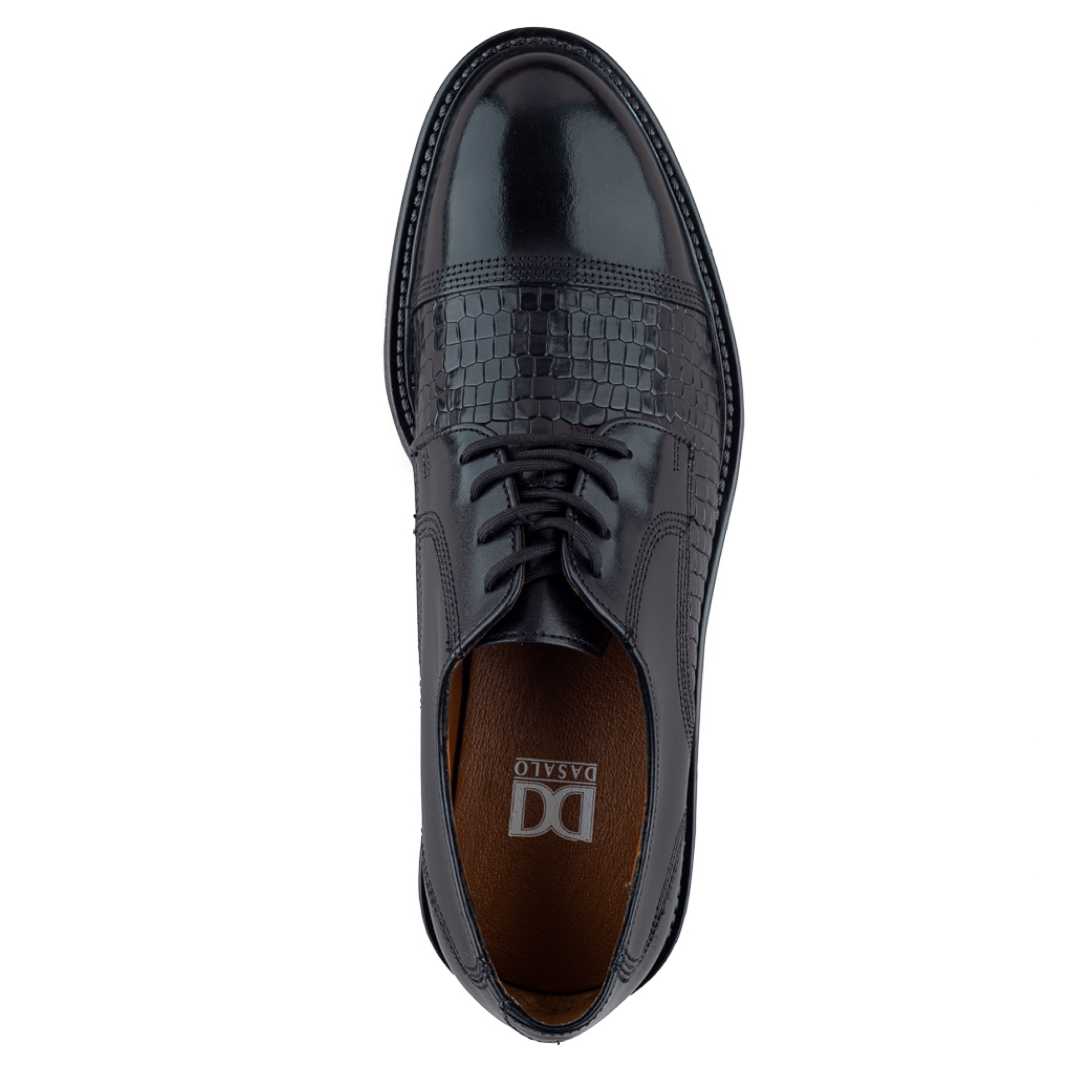 Zapato Derby de Piel Grabada para Hombre en Color Negro con Agujetas