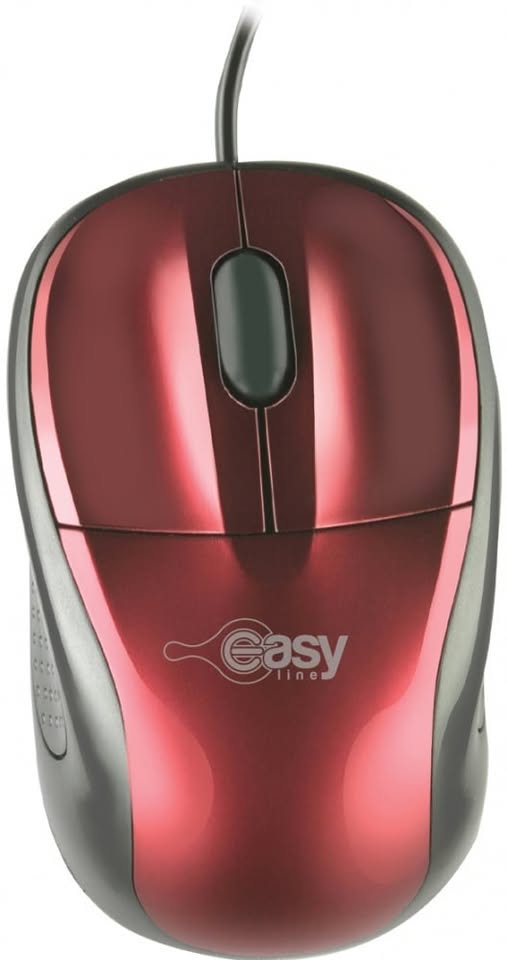 Mouse Rojo 3 Botones Óptico 1000 Dpi Casa Escuela Alambrico PC Lap Windows Linux Mac Portatil EL-993315