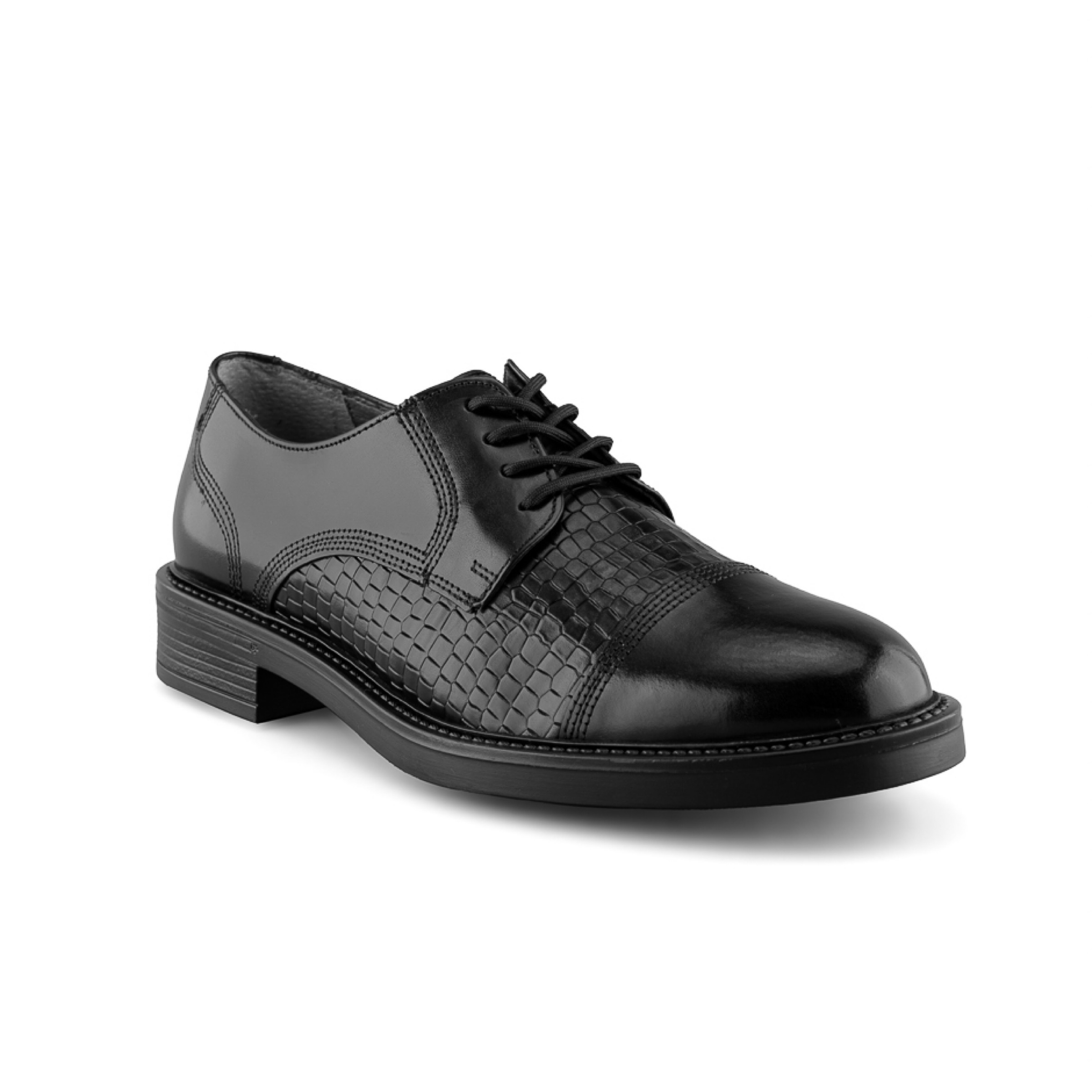 Zapato Derby de Piel Grabada para Hombre en Color Negro con Agujetas