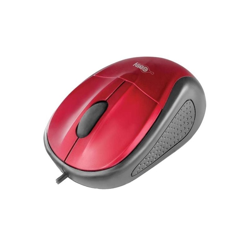 Mouse Rojo 3 Botones Óptico 1000 Dpi Casa Escuela Alambrico PC Lap Windows Linux Mac Portatil EL-993315